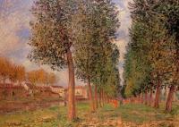 Sisley, Alfred - Lane of Poplars at Moret, Cloudy Morning
